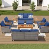 Buenhomino 11-Piece Outdoor Patio Set – 4 Single Chairs, 2 Sofas, 2 Side Tables, 2 Ottomans & Coffee Table, Wicker with Cushions, Beige - 2 of 4
