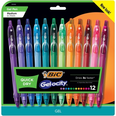 BIC Gel-ocity Quick Dry Gel Pens 0.7mm Medium Point Multicolor 12ct