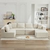 137.8" Corduroy Upholstery U-Shaped Cloud Modular Sectional Sofa with Right Chaise and Pillows, All-Foam Compression Design - 3 of 4
