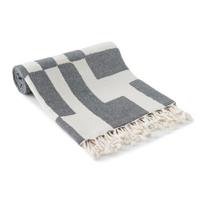 Olive & Linen Geometric Turkish Towel