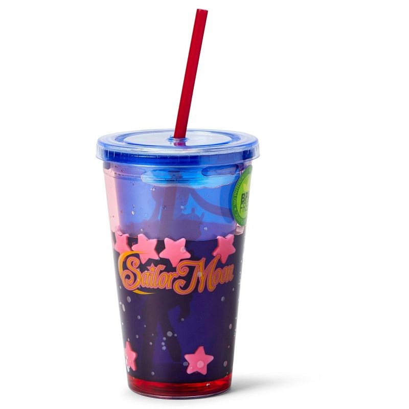 Just Funky Sailor Moon Confetti Plastic Tumbler Cup With Lid & Straw | Holds 16 Ounces, 2 of 7