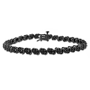 EVERLY JEWELRY | Sterling Silver 1 CT TW Black Diamond  Bracelet Black Rhodium Plated, 7.25" - 1 of 4