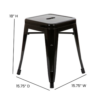 Sloane 18" High Backless Black Metal Stacking Dining Stools - Set of 4
