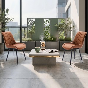 Upholstered Dining Chairs Set of 2, Mid Century Modern Faux Leather Kitchen Chair with Metal Legs & Thick Cushion for Dining Room Living Room - 1 of 4