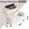 CAVINAS Storage Bench for Bedroom,Velvet Storage Ottoman Bench with Armrests and Nailhead Trim for Living Room,Bedroom,Black/Cream White - 3 of 4