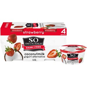 So Delicious Dairy Free Strawberry Coconut Milk Yogurt - 4ct/5.3oz Cups - 1 of 4