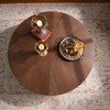 Gulches 38.97" Round Wooden Coffee Table - Handcrafted Relief Pedestal Tea Table with Real Bark Veneer, No Assembly Required - 4 of 4