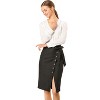 Allegra K Women's Vintage Button Decor Belted Split Front Knee Length Pencil Skirt - 2 of 4