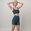 Anna-Kaci Active Women's Ribbed Seamless Scoop Neck Crop Top with Wide Straps and Subtle Contour Stitching - 3 of 4