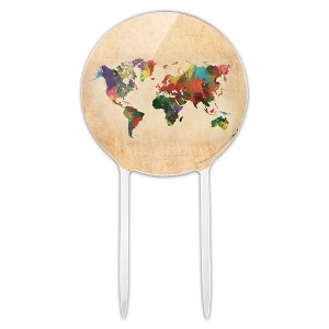 Colorful Rainbow Map Of The World Earth Globe Acrylic Cake Topper - 1 of 4