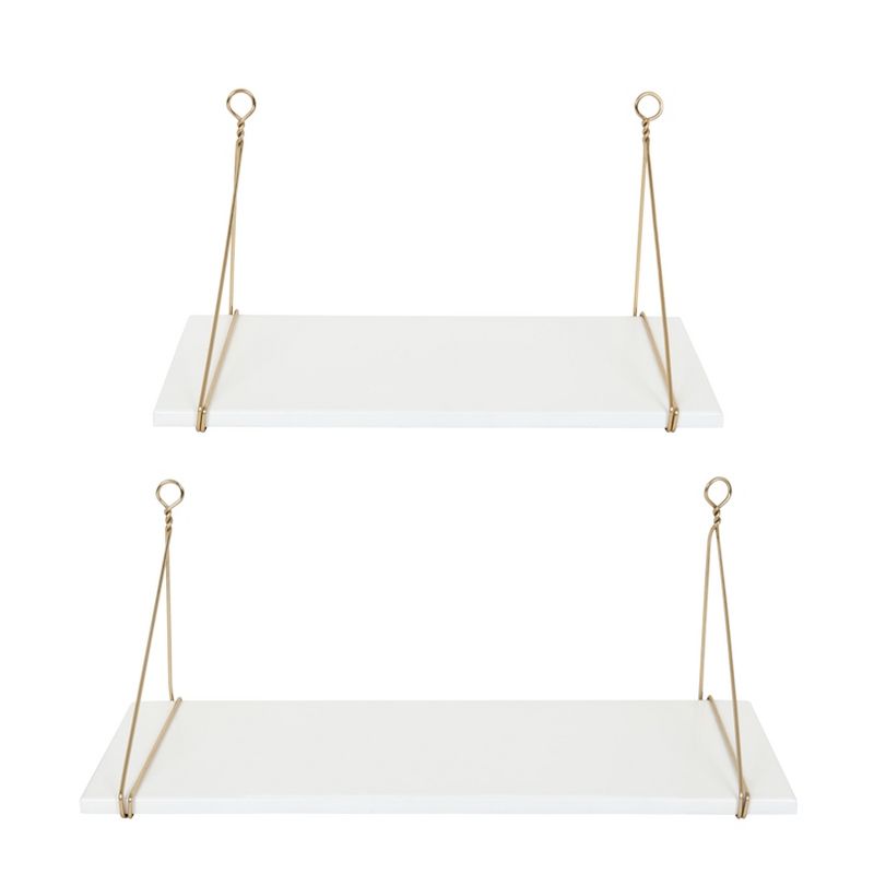 24" x 9.8" 2pc Vista Wood and Metal Shelf Set White/Gold - Kate & Laurel All Things Home, 1 of 6