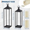 Lanterns Decorative Outdoor & Indoor, Set of 2 Modern Metal Black Lantern with Flameless LED Candles - 2 of 4