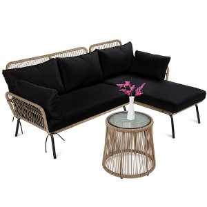 Best Choice Products Outdoor Woven Rope Sectional Patio Furniture, L-Shaped Conversation Set w/ Table - 1 of 4