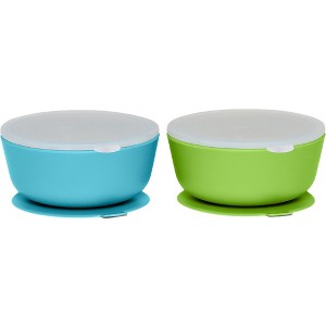 Weesprout Suction Bowls for Baby & Toddlers, 100% Silicone with Plastic Lid, 12 oz, Set of 2 - 1 of 4