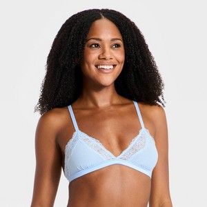 Women's Sheer Rib Triangle Bralette - Auden™ Blue L : Target