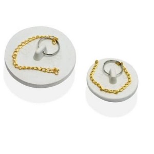Handy Housewares 2pc Durable Rubber Sink Drain Stopper Plug Set with Pull Chain for Bathtub, Kitchen and Bathroom - 1 of 2