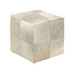 Contemporary Square Cowhide Leather Stool Ottoman - Olivia & May