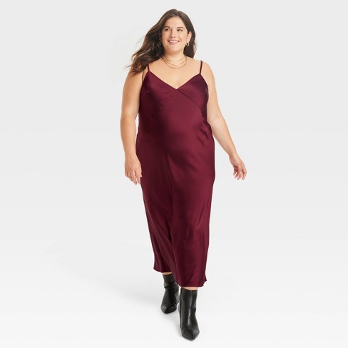 Women's Ruffle Midi Slip Dress - A New Day™ Pink Xxl : Target