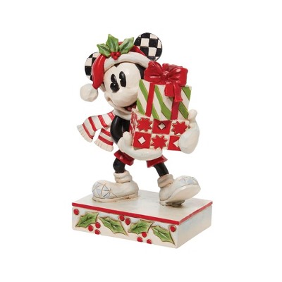 Festive Mickey Mouse Holiday Figurine with Presents in Resin