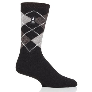 Heat Holders® Men's Jake ULTRA LITE™ Argyle Crew Socks | Thermal Yarn | Lightweight Winter Socks Tight Fit Shoes | Warm + Soft, Hiking, Cabin, Cozy at Home Socks | 3X Warmer Than Cotton - 1 of 2