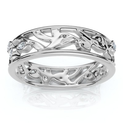 Pompeii3 1/6ct Botanical Diamond Accent Ring 14k Gold or Platinum Lab Created