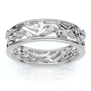 Pompeii3 1/6ct Botanical Diamond Accent Ring 14k Gold or Platinum Lab Created - 1 of 4