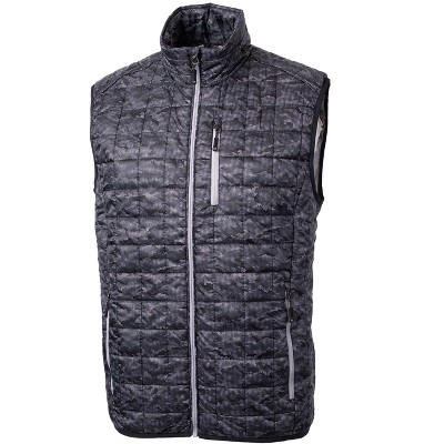 Cutter & Buck Rainier PrimaLoft® Mens Eco Insulated Full Zip Printed Puffer  Vest - Black - S