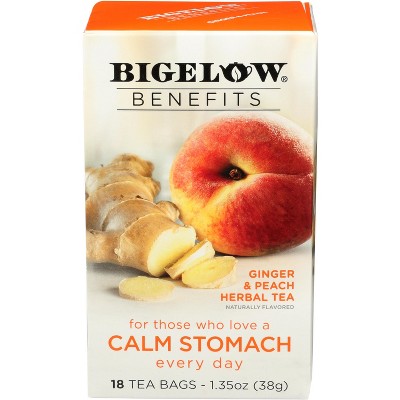 Bigelow Benefits Ginger & Peach Herbal Tea - Case Of 6 - 18 Bags : Target