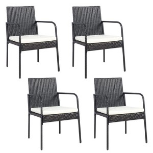 ADILE 4-Piece Patio Rattan Dining Chairs, Brown - 1 of 3