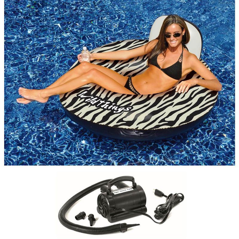 Swimline 90552 Inflatable Swimming Pool Zebra Print Raft w/ 110 Volt Air Pump, 1 of 5