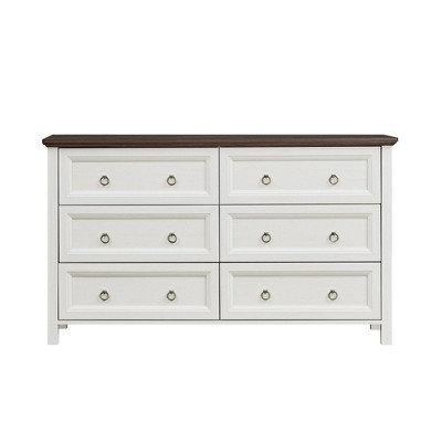 VANIRROR Farmhouse 6 Drawers Dresser for Bedroom, Rustic Wooden Chest of Drawers with Storage Organizer for Living Room, Hallway, Clothes Storage