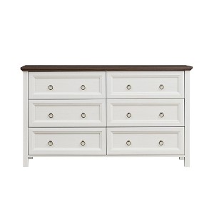 VANIRROR Farmhouse 6 Drawers Dresser for Bedroom, Rustic Wooden Chest of Drawers with Storage Organizer for Living Room, Hallway, Clothes Storage - 1 of 4