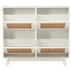 Clint 37.1" Height Farmhouse Rattan Shoe Rack Multifunctional 2-Tier Organizer Drawers for 12 Pairs with 4 Flip Down Drawers-Maison Boucle - 4 of 4