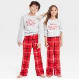 Kids' Plaid Fleece Matching Family Pajama Pants - Wondershop™ Red