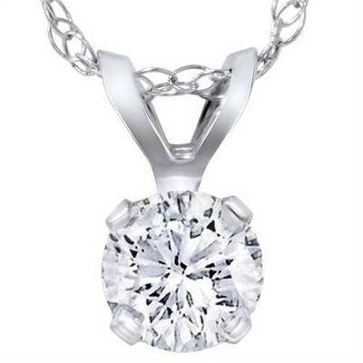 Pompeii3 3/4ct Lab Created Diamond Round Solitaire Pendant 14K White Gold