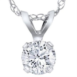 Pompeii3 3/4ct Lab Created Diamond Round Solitaire Pendant 14K White Gold - 1 of 3