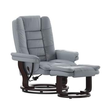 Emma and Oliver Multi-Position Stitched Recliner & Ottoman with Swivel Base