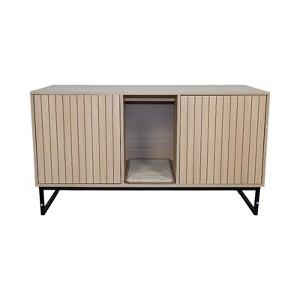 Gulches Modern Wooden Cat House with Scratching Mat - Stylish & Functional Cat Furniture for Your Feline Friend - 1 of 4