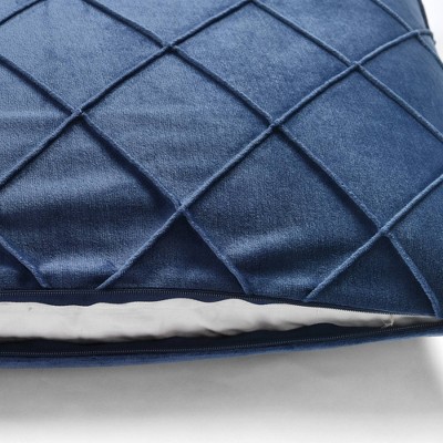 Navy Velvet Diamond Pintuck Euro Pillow Cover