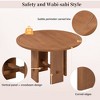 5-Piece Round Dining Table Set with 4 Upholstered Chairs, Wood Base, Modern Farmhouse Dining Set for Kitchen or Dining Room - 3 of 4