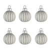 Northlight Glitter Striped Glass Christmas Ornament Place Card Holders - 2" - White - Set of 6 - 4 of 4