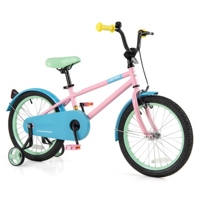 Infans 18" Kids Bike w/Adjustable Saddle Handlebar Removable Training Wheels Handbrake