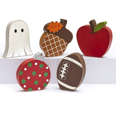 Lakeside Winter and Fall Seasons Interchangeable Home Decoration Icons Set - 5 Pieces