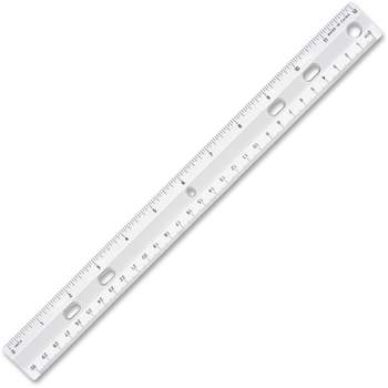 Sparco Standard Plastic Ruler 12" Long Holes for Binders Clear 01488