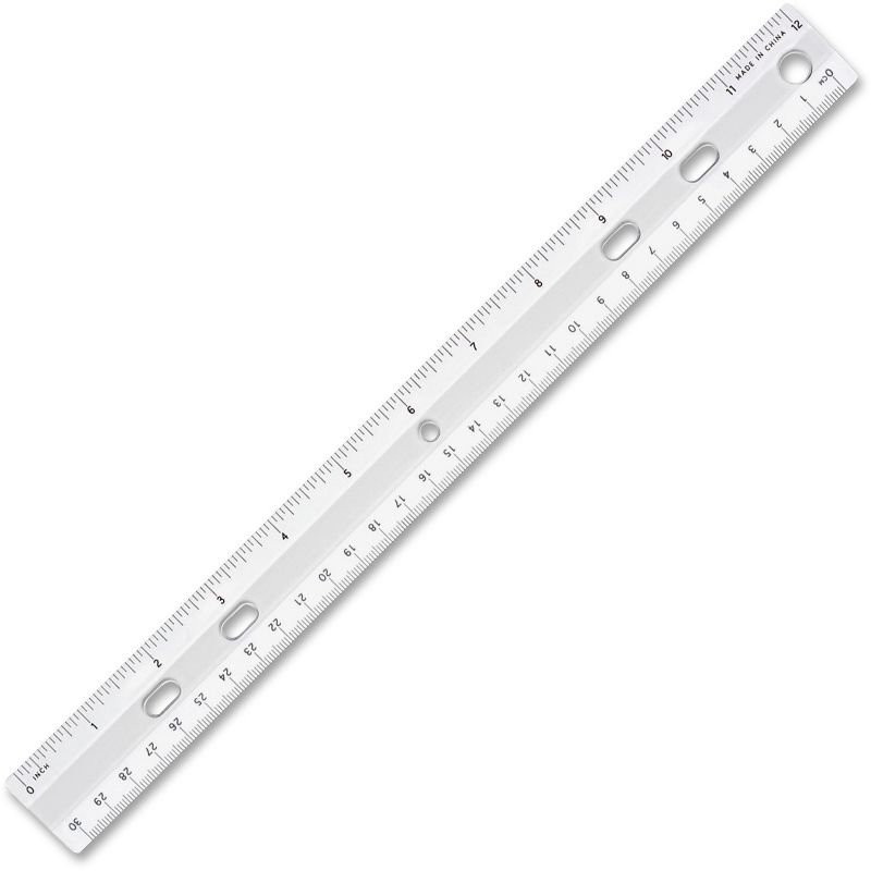 Sparco Standard Plastic Ruler 12" Long Holes for Binders Clear 01488, 1 of 2