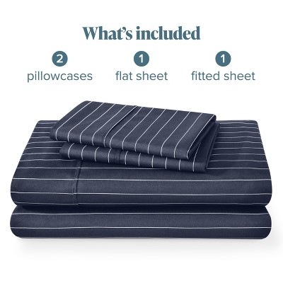 King Midnight Pinstripe Microfiber Deep Pocket Sheet Set