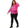 Agnes Orinda Women's Plus Size Hollow Out Long Sleeve Baseball Collar Zip Up Bomber Jackets - 3 of 4
