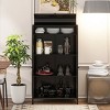 Black 4-Tier Metal Storage Display Cabinet with Glass Doors and Flip Top,Freestanding Sideboard for Living Room,Kitchen-Baofuwish - 3 of 4
