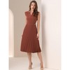 Allegra K Women's Sleeveless Casual V Neck Button Pleated Midi Dress - 4 of 4