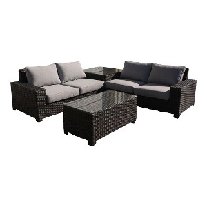 Courtyard Casual St Lucia 4 pc Sectional Set  Includes:  One Left and One Right Sectional Loveseats, One Corner End Table and One Coffee Table - 1 of 4